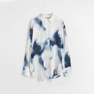 H&M Satin Tie-Dye Relaxed Fit Shirt - Size S